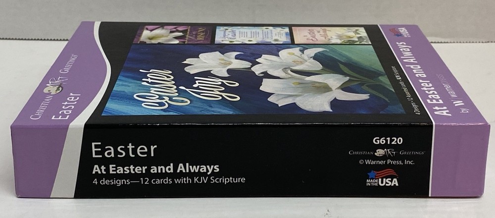BOX 12 Christian EASTER Greeting Cards With KJV Bible Scripture & Verse