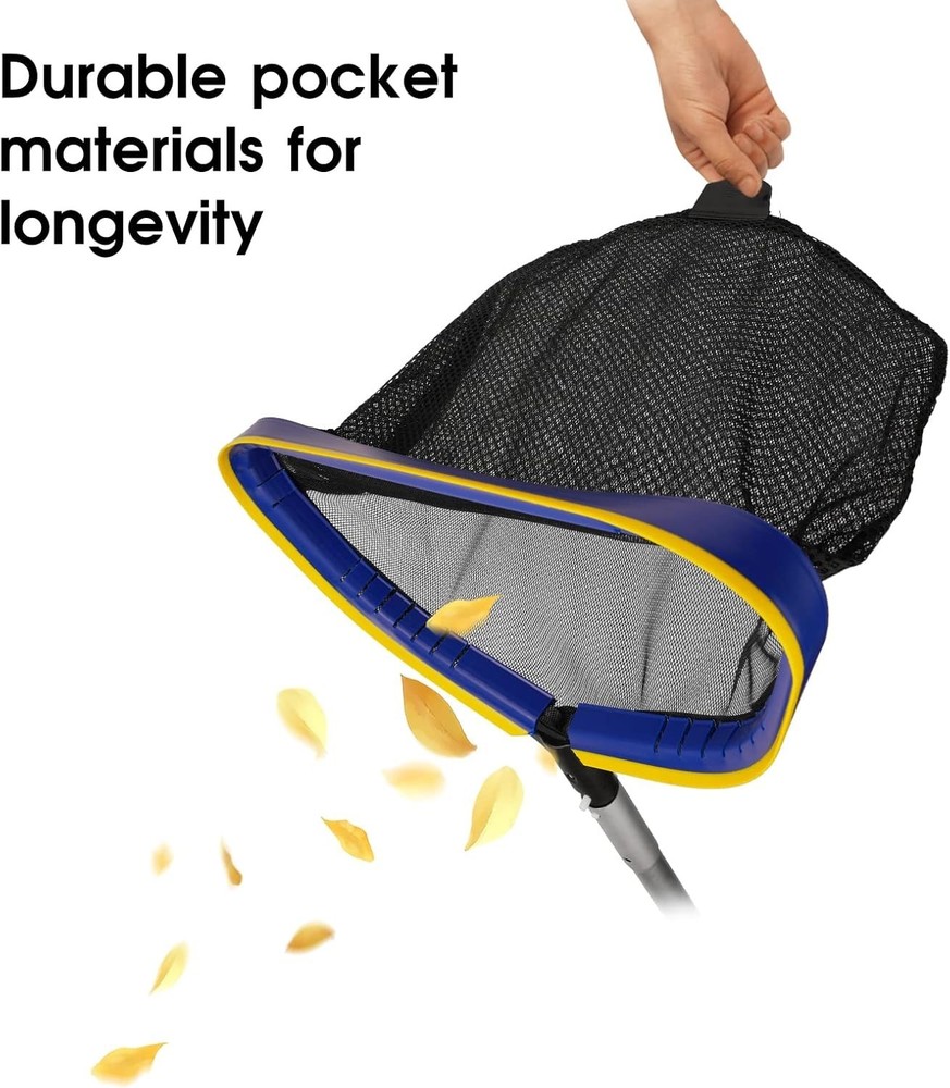 Pool Deep Skimmer Net with 3ft - 10ft 1.0mm Thick Adjustable Aluminum Pole & ...