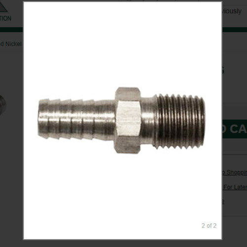 1/4 NPT TO 3/8 BARB ADAPTER SS # 3243