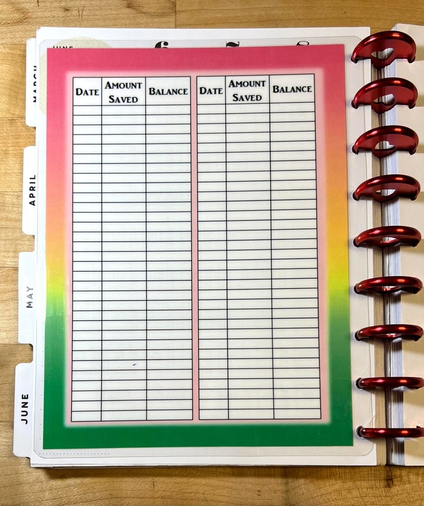 52 Week $1000 Savings Challenge 2 Sided Dashboard Insert 4 use w/ HAPPY Planner~