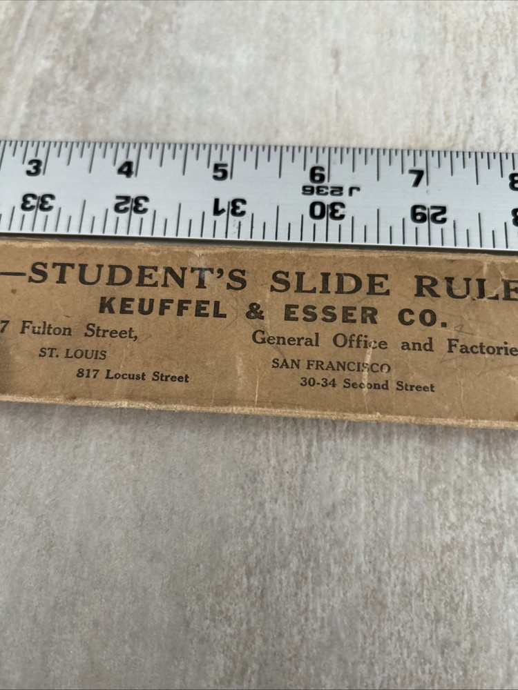 K&E Keuffel & Esser Beginner's Slide Rule N4058W Original Packaging.