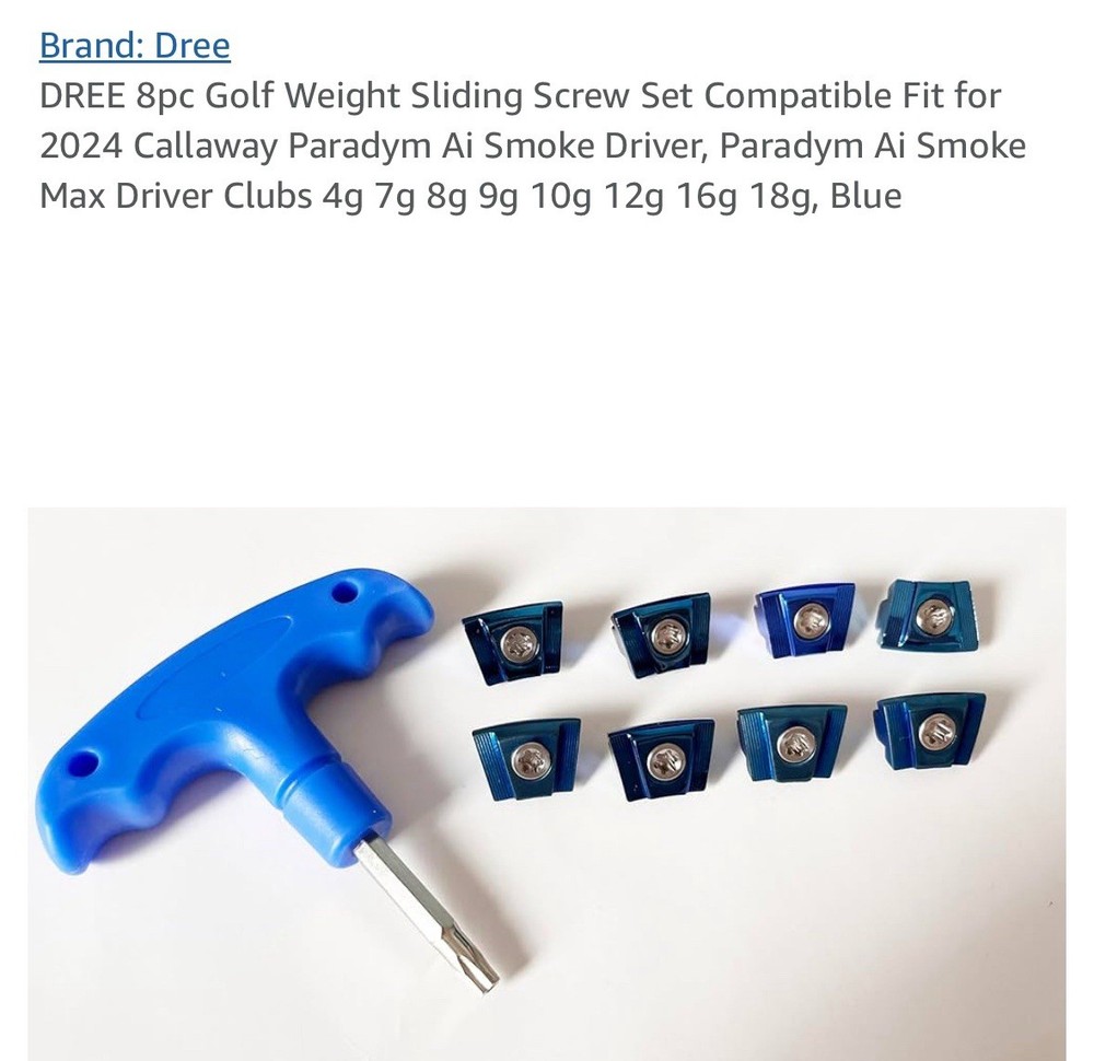 Dree 8 Piece Golf Weight Screw Set