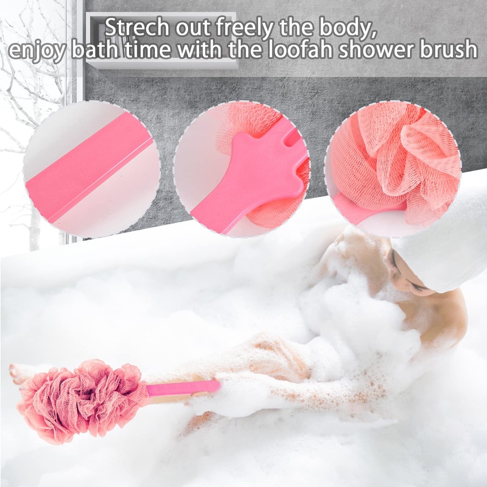 4 Pack Long Handle Back Scrubber Loofah Brush