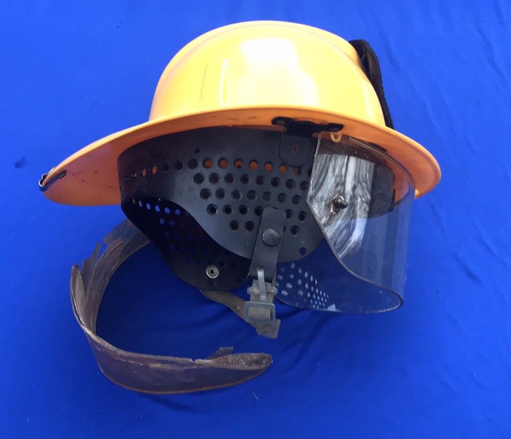 Antique MSA Fire Helmet with Riot Protection System with Leather Front