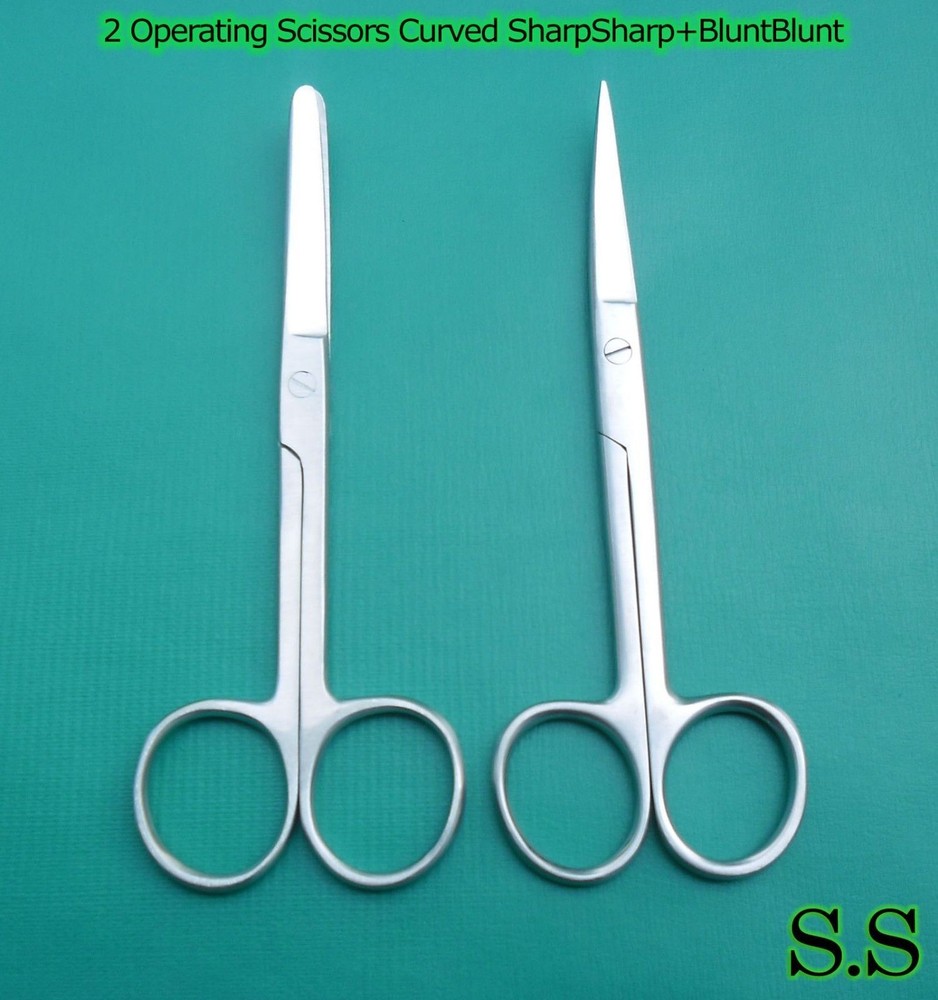 2 OPERATING DISSECTING SCISSORS 5.5"CURVED SHARP/SHARP BLUNT/BLUNT