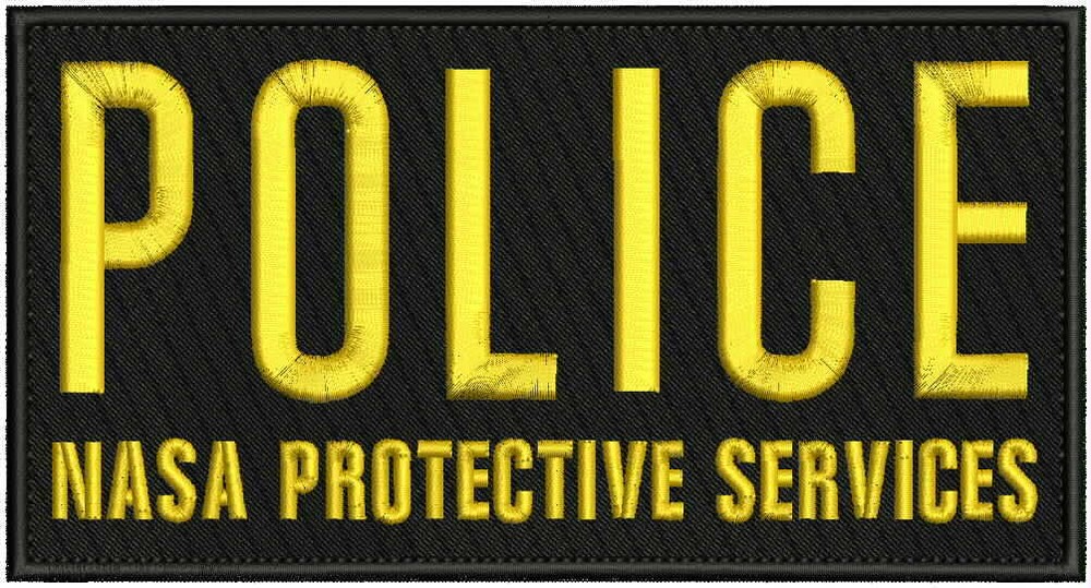 POLICE N P S EMB PATCH 4x8 HOOK ON BACK  BLK/gold