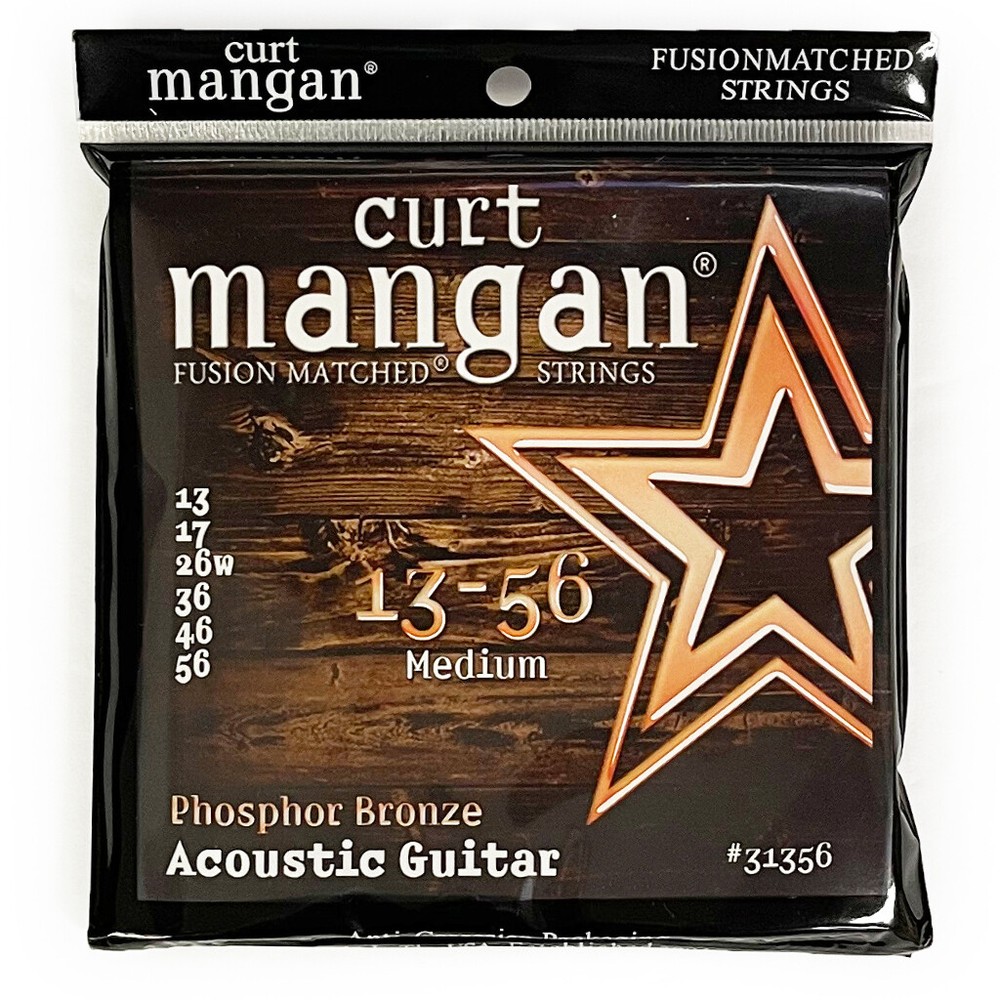 (3 Pack) Curt Mangan Phosphor Bronze Medium Acoustic Guitar Strings (13-56)