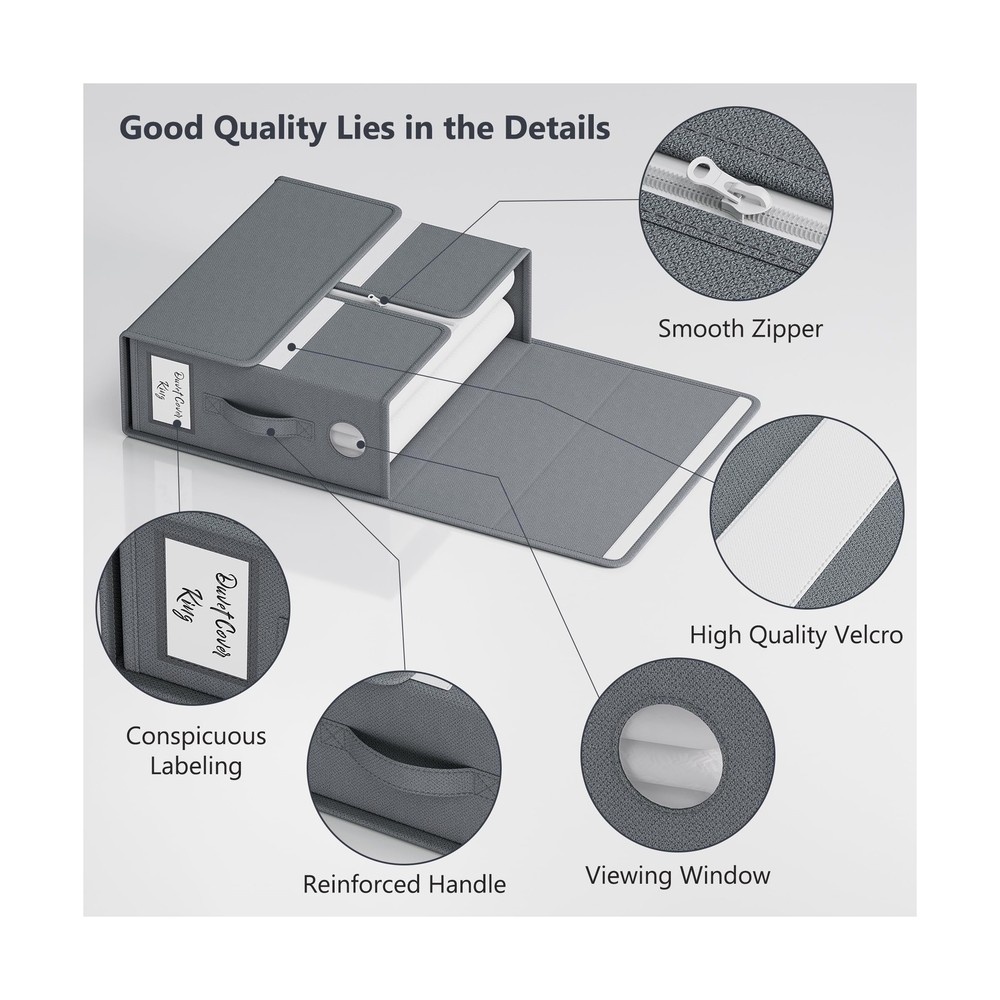 Sheet Organizers and Storage, 4-Pack, Queen/King Size (Grey), Foldable Sheet ...