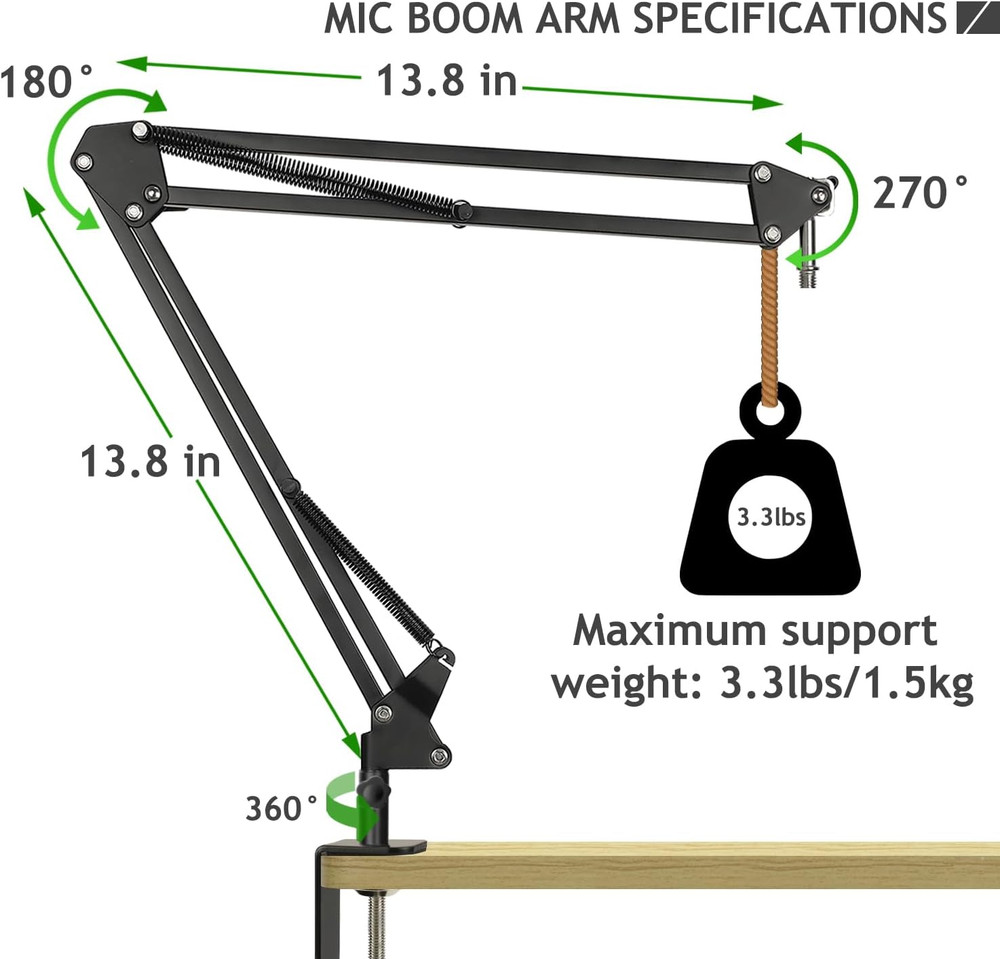 Microphone Isolation Shield with Mic Stand and Pop Filter, Foldable Sound Shield