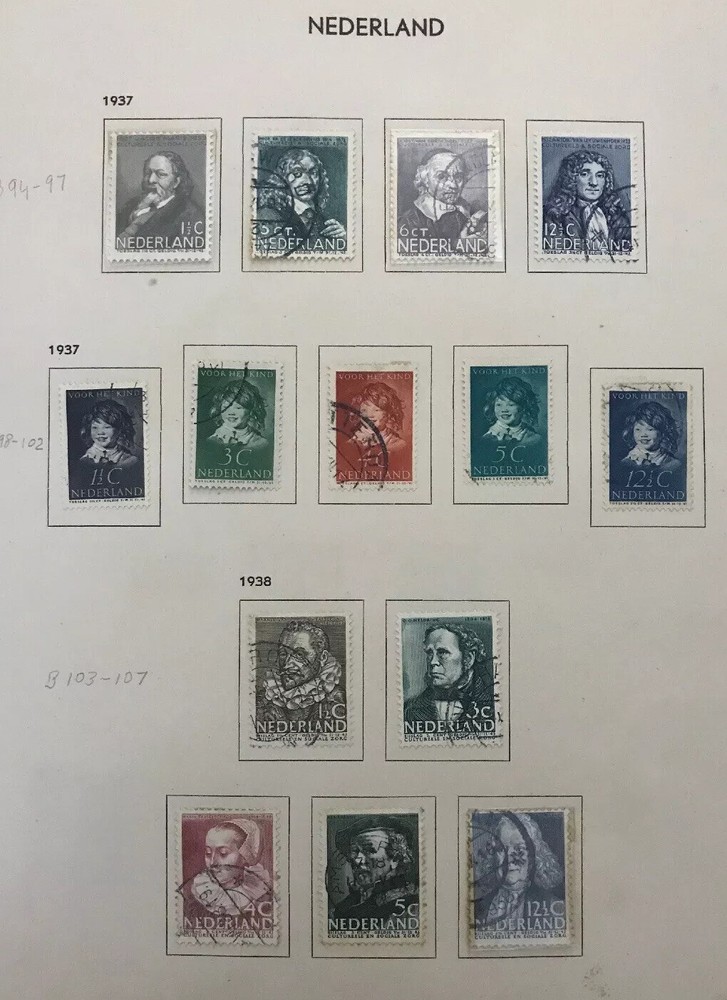 Dutch Vintage Stamps 1937, 1938
