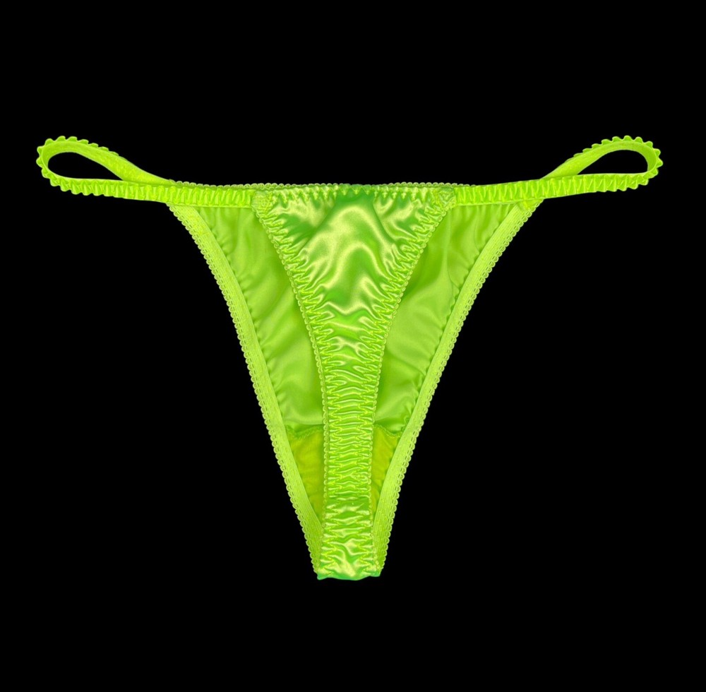 Satin String Thong Neon Yellow L