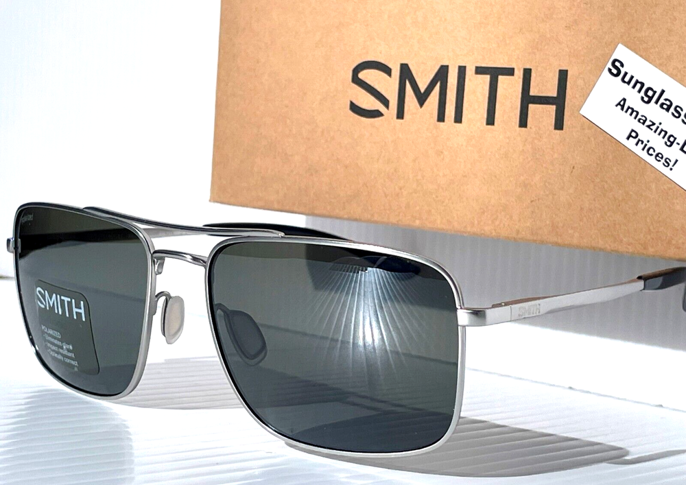 Smith Optics OUTCOME Matte Silver Carbonic POLARIZED Platinum Mirror Sunglass