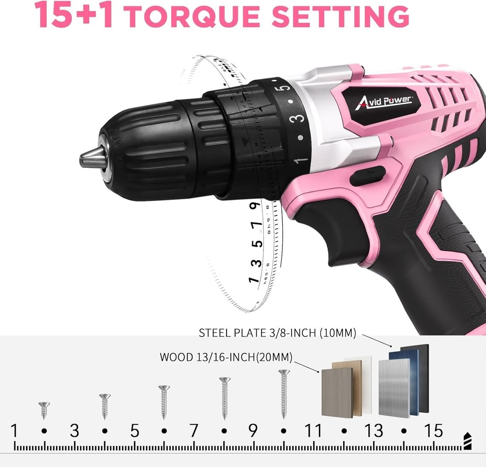 20V Cordless Drill Set for Home DIY & Beginner Projects - Lightweight Power D...