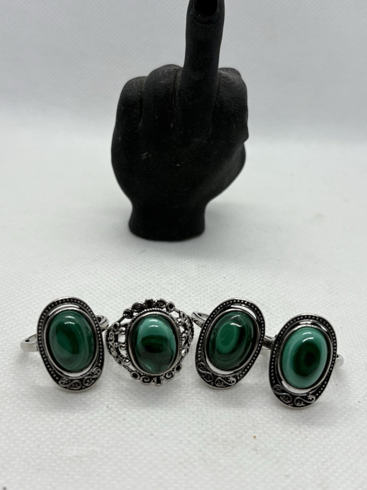 Malachite Adjustable Alloy Ring