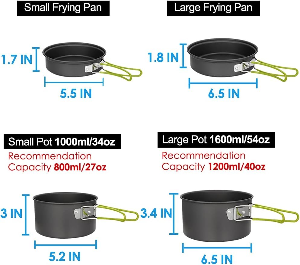 “Gutsdoor Camping Cookware Set Non-Stick Lightweight Stackable Pots Pans Utens