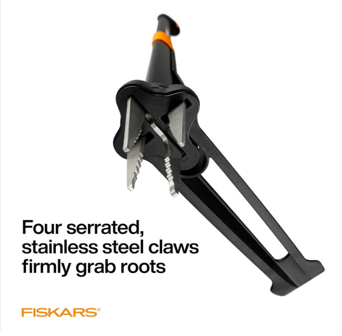 Fiskars 4Claw Stand Up Weed Puller Tool, Gardening Hand Weeding Tool with 39" B0