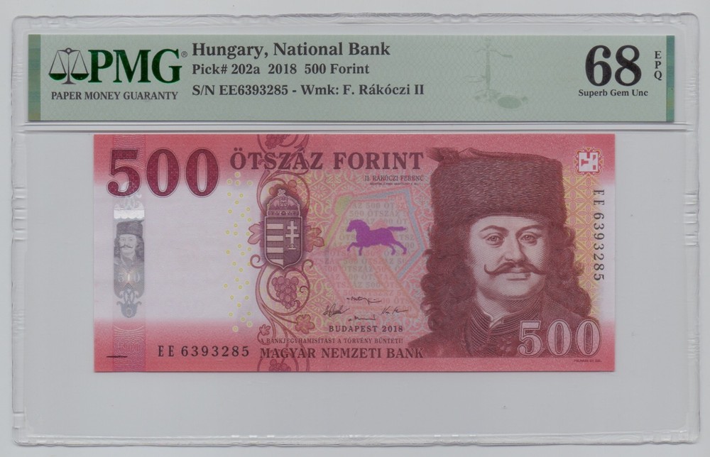 Hungary, 2018, 500 Forint, PMG 68