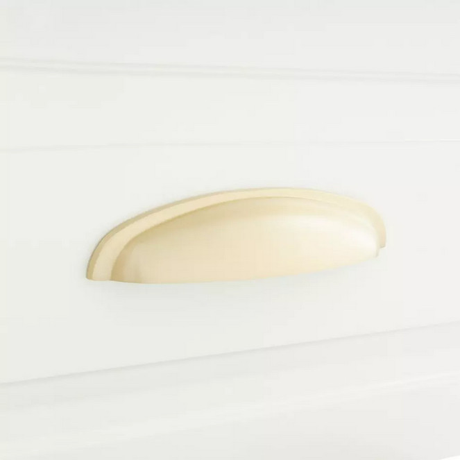 Signature Hardware - Edvard Solid Brass Curved Cup Pull - Satin Brass