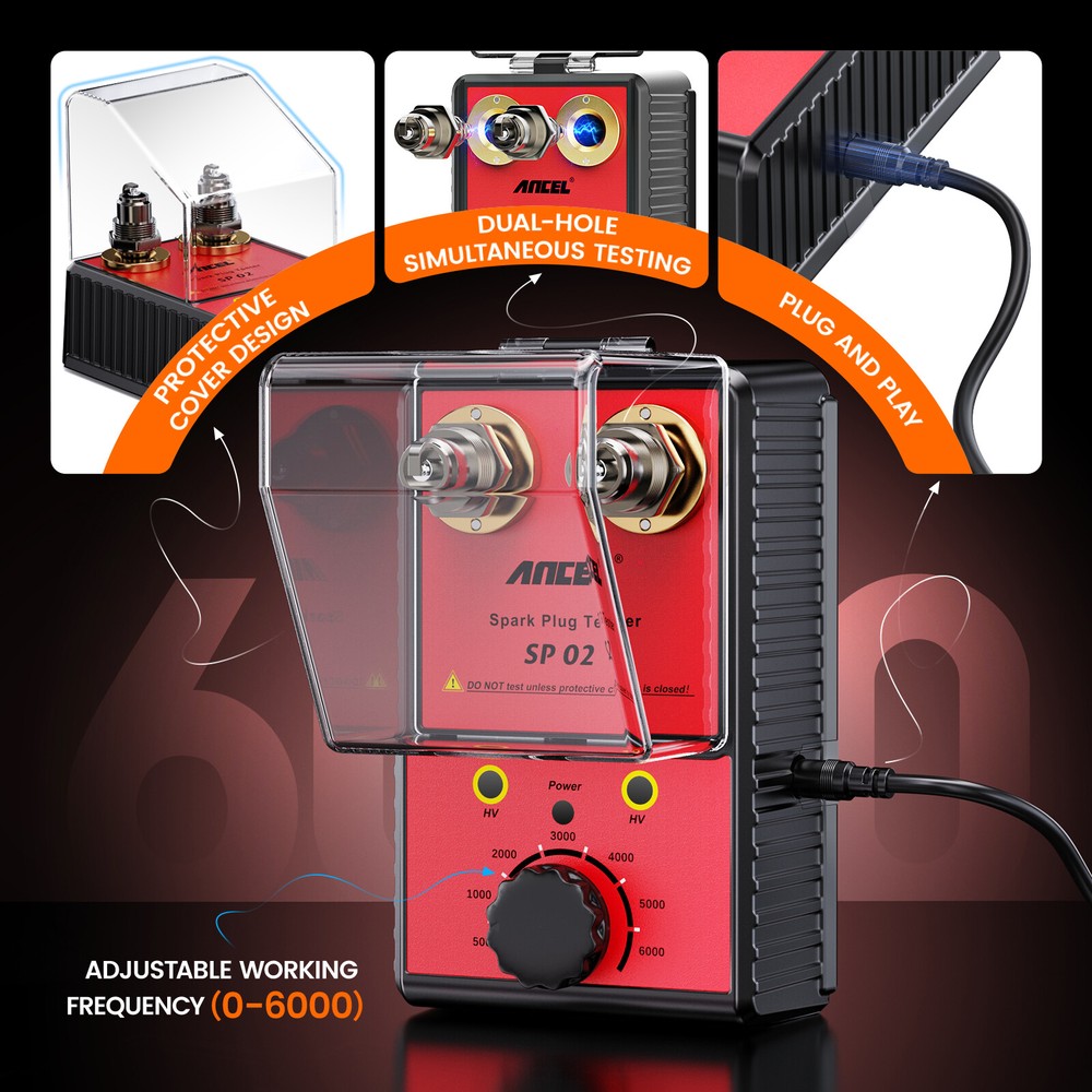 Dual Hole 12V Ancel Spark Plug Tester Ignition Plug Analyzer Diagnostic Detector