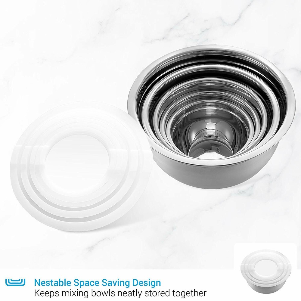 Stainless Steel Mixing bowl 3 Pcs set with lids/Stackable
