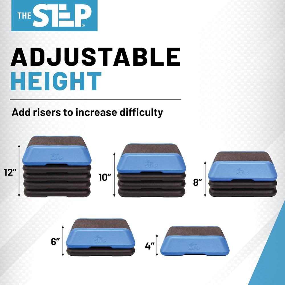 The Step Adjustable High Step Aerobic Platform with 4 Risers, Home Gym Workout E