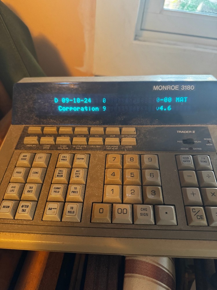 Monroe 3180 Trader II Bond Trader Computer CalculatorWorking perfectly