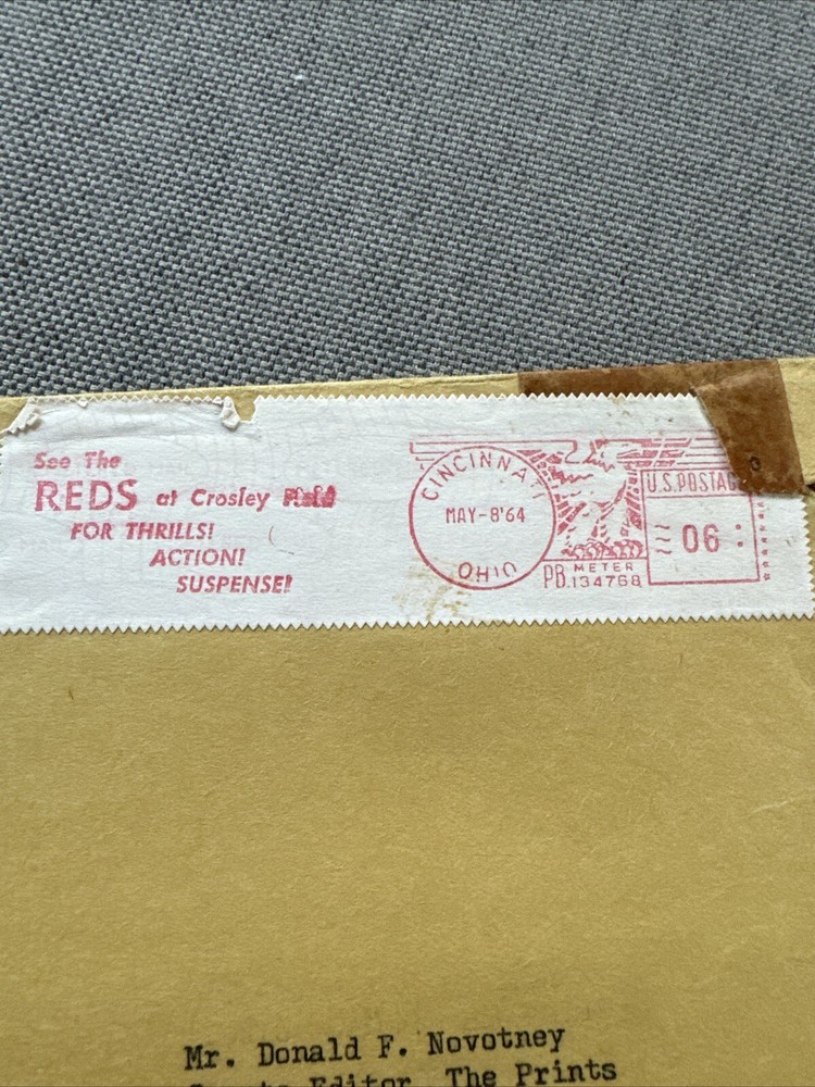 1964 Cincinnati Reds vintage envelope empty