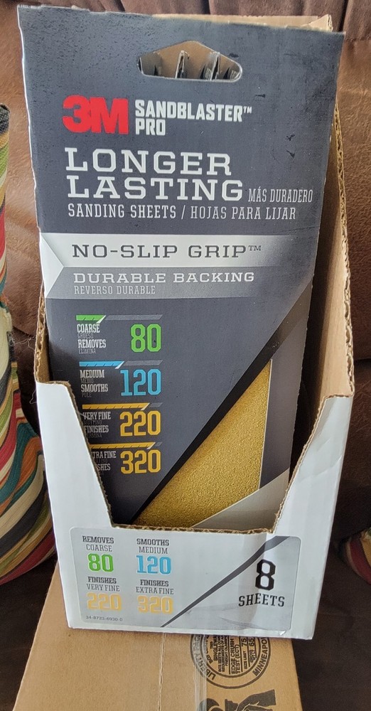 8 PACKS OF 8 SHEETS 3M SANDBLASTER PRO LONG LASTING SANDING SHEETS - MULTI PACK.