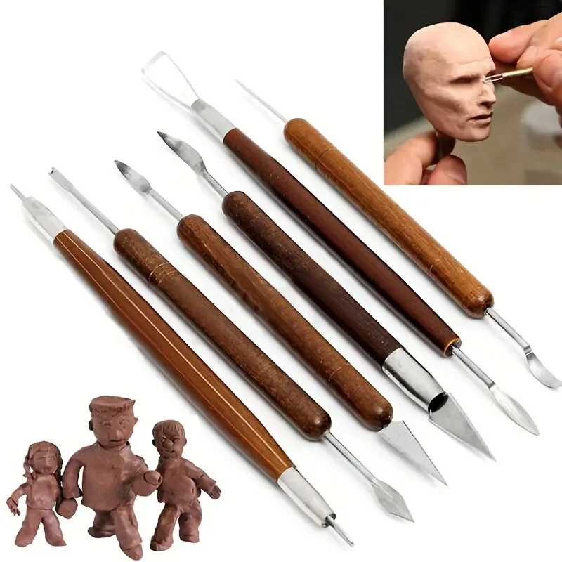 6pcs/set Beginner DIY Clay Pottery Ceramic Sculpting Tools Pottery Woodwork
