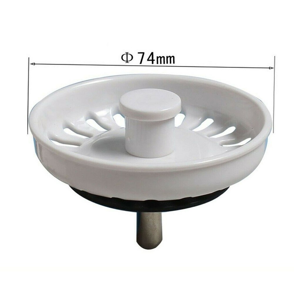 Kitchen Sink Basket Strainer Waste Plug Coloured White Plug Diameter 74mm