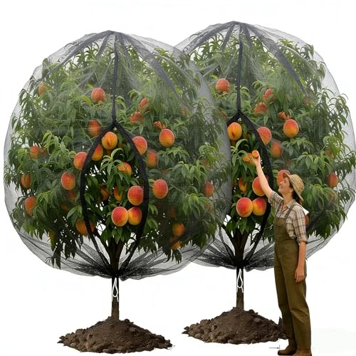 Fruit Tree Netting with Drawstring Zipper, 2 Pack Garden 2 Pack-8 x 8FT(Black)