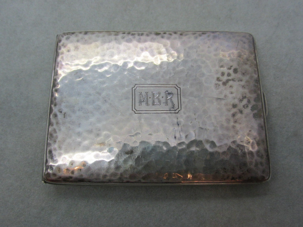 Vintage Tooled Sterling Silver Cigarette Case Monogram MBR 88 grams