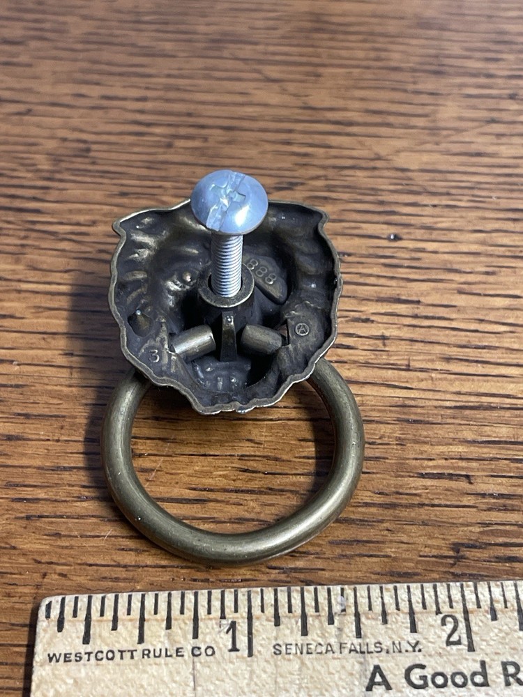 Vintage brass lion head drawer pull handle