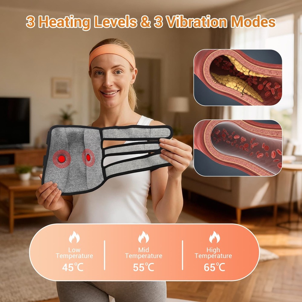 Knee Wrap Massager Air Compression Heating Pad for Circulation Therapy