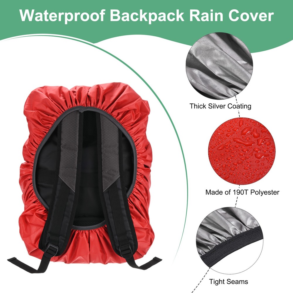 55L-65L Backpack Rain Cover with A Vertical Reflective Strap [Red]