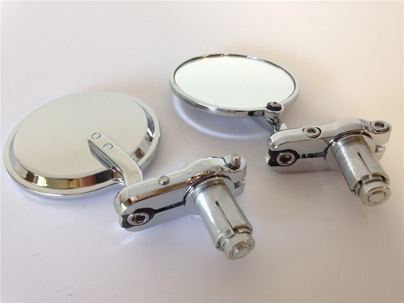 Pair Chrome Foldable Universal Motorcycle Round 7/8" Handle Bar End Side Mirrors
