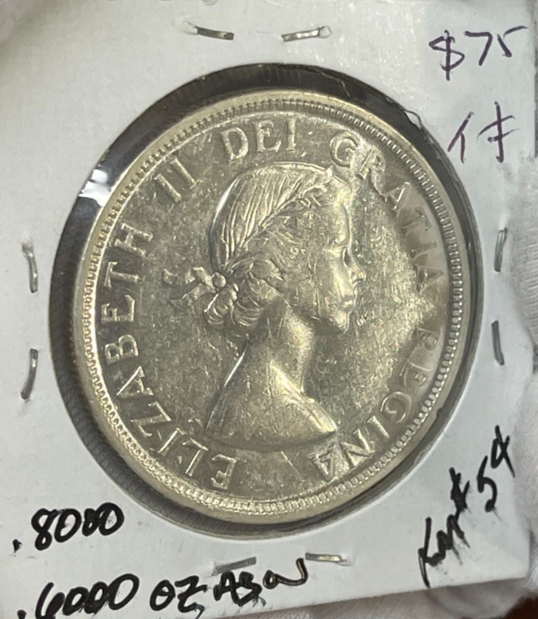 1955 Canada One Dollar Silver Coin Excellent Condition