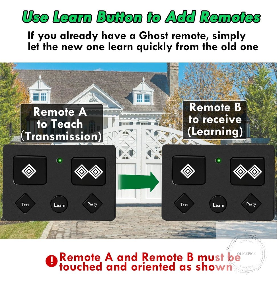 for Ghost Control, AXP1 AXS1 Ghost Gate Opener Remote Transmitter, 5-Button, 3-B