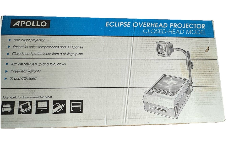 Vintage Apollo Eclipse AI 2000 Overhead Projector Missing Lamp Original Box