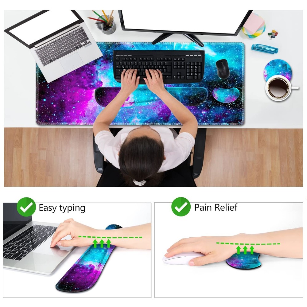 AIMSA Large Gaming Mouse Pad Set, Keyboard Wrist Rest Support Mouse Pad, Ergo...