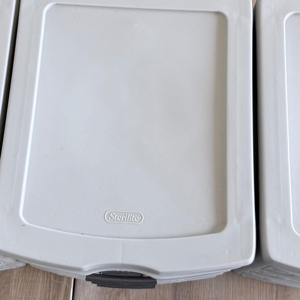 Sterilite 3 Drawer Storage Unit Gray Woven Plastic Organizer EUC