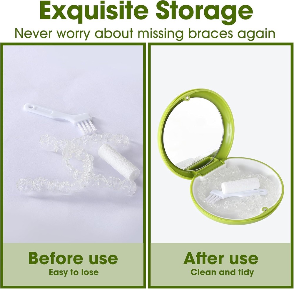 2 PCS Retainer Cases, Mouth Guard Case with Mirror, Compatible with...