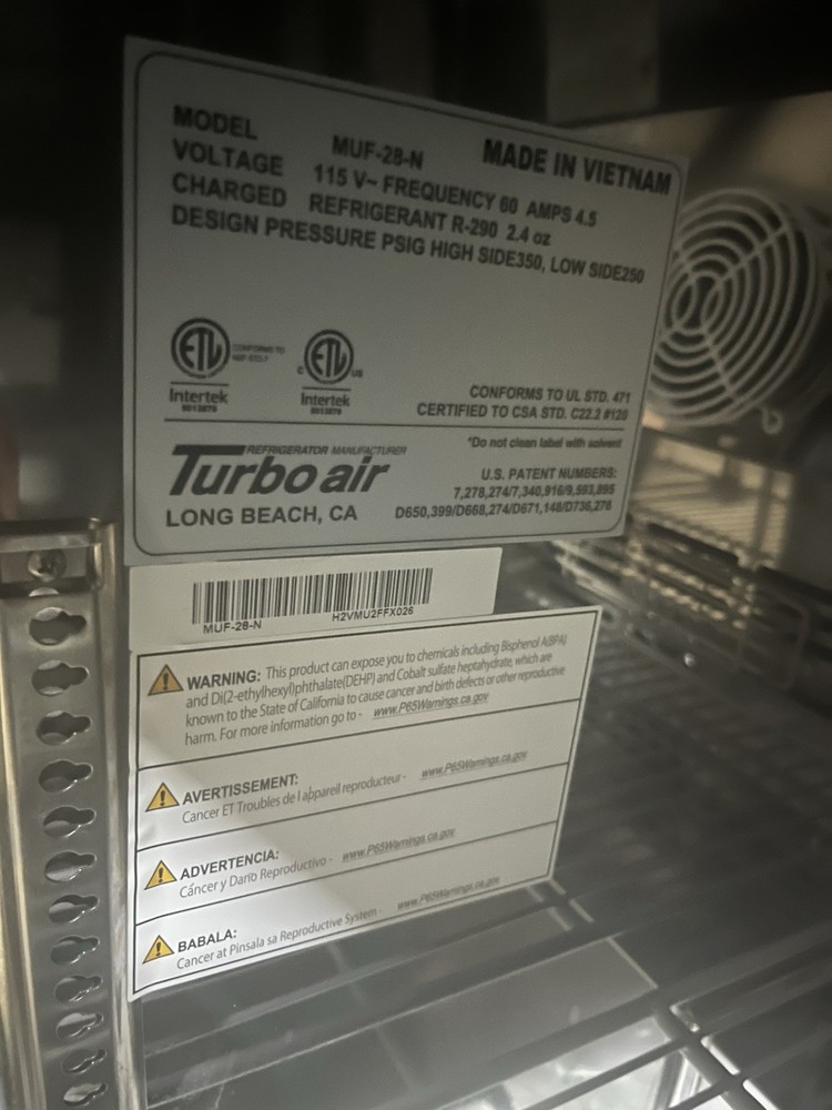 Turbo Air Under Counter Freezer