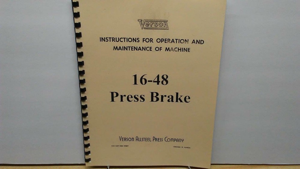 Verson 16-48 Press Brake Operation & Maintenance Manual