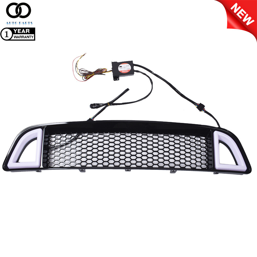 For 2013-2014 Ford Mustang Front Upper Grill Mesh Grille W/ DRL LED Light
