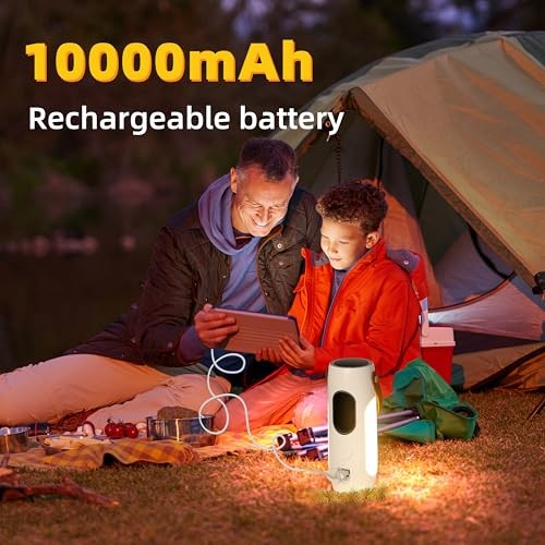 Foldable Camping Light Rechargeable Lantern with 2 Bluetooth Rice white