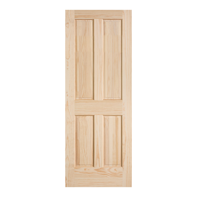 4 Panel Raised Panels Clear Pine Stain Grade Solid Core Interior Wood Doors 6'8"