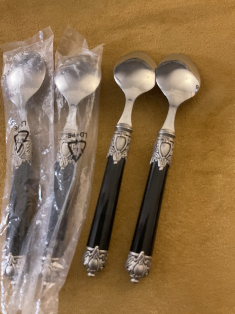 (4) TEASPOONS Home Essential RENAISSANCE BLACK