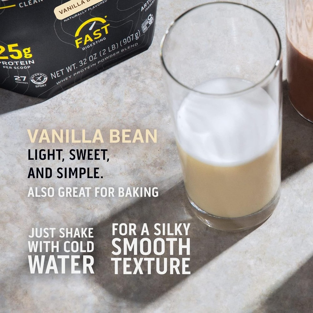 Ascent 100% Whey Protein Powder - Post Workout Whey Protein Isolate Vanilla Bean