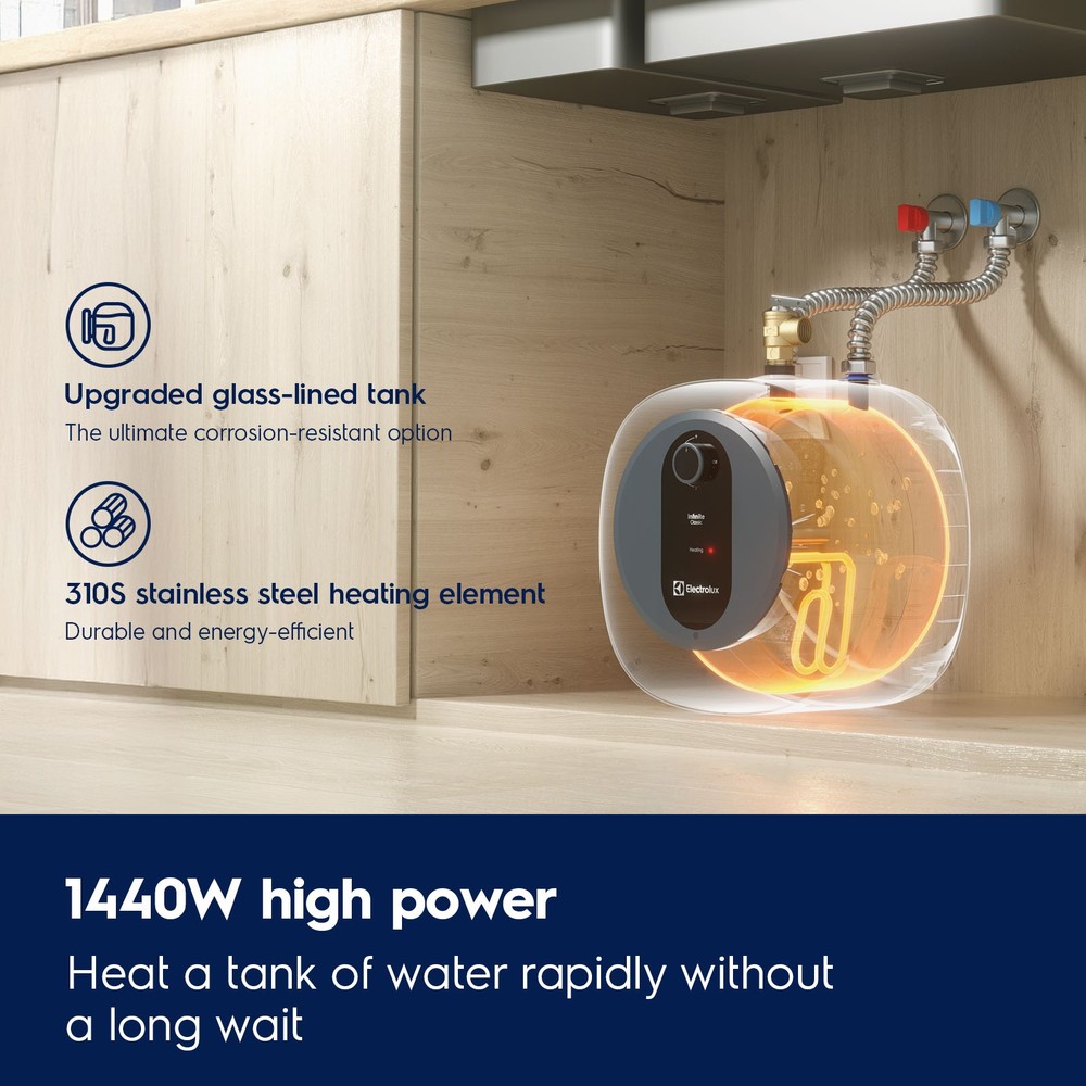 2.5 Gal Electric Mini Tank Water Heater Compact Instant Hot Bolier 120V 1440W